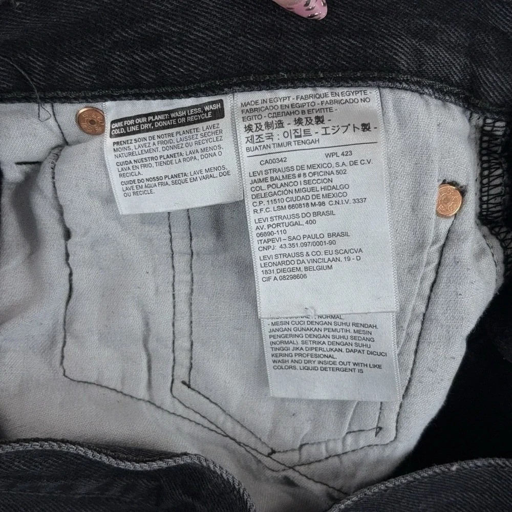 Levi's 501 Jeans Mens 34x28 Black Button Fly Straight Leg Denim Cotton